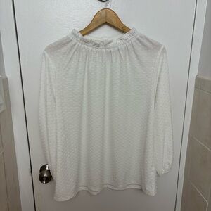 Adrianna Papell Textured White Long Sleeve Womens Blouse Size XL